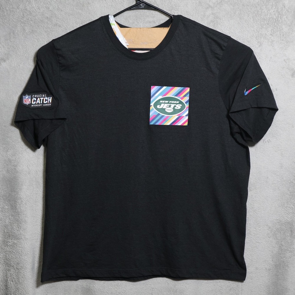 Nike New York Jets T-Shirt Mens XXL Black Crucial Catch Player Issue Tee NFL
